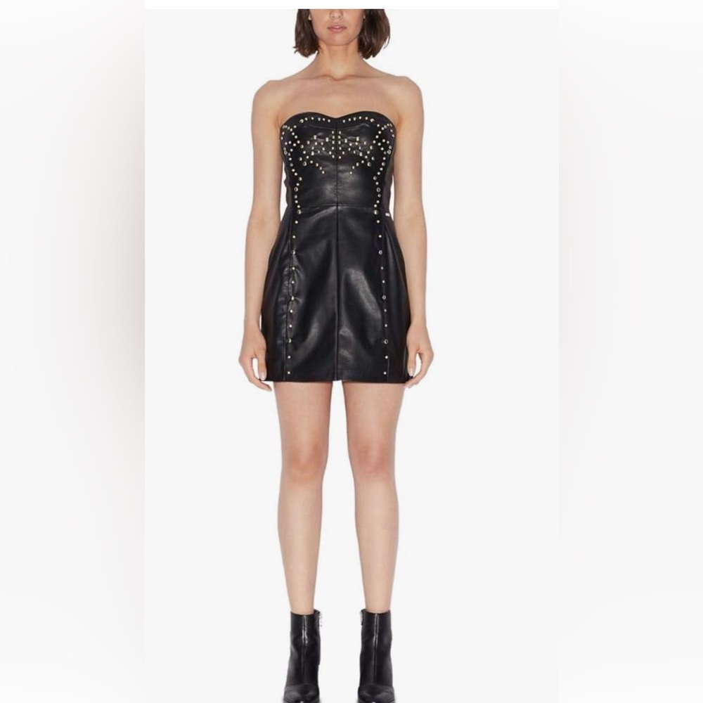ARMANI EXCHANGE a/x  Women's
Strapless Mini Dress with Stud Vegan leather